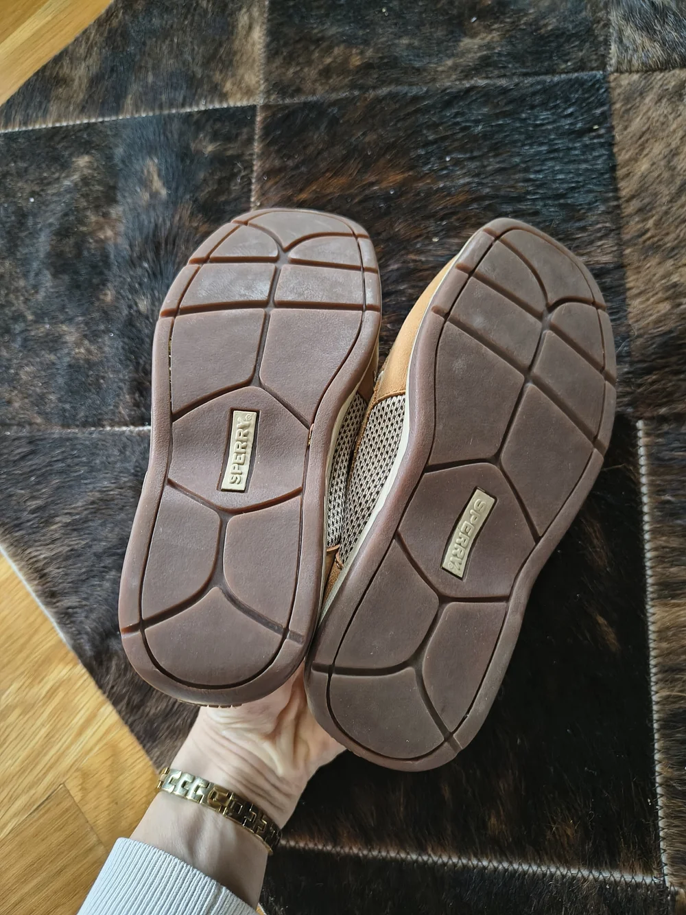 Sperry Kids Tan Moccasin Boat Shoes with Contrast Laces